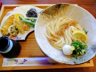 Tatsuya - 地産野菜の天麩羅付きぶっかけのおうどん