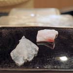 日本橋蛎殻町 すぎた - 三重、尾鷲（おわせ）のカンパチと九州、熊本のカワハギのお造り