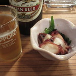 大政寿司 - 2016年12月ビールとお通し（タコ美味っ）！