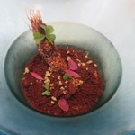 クイントカント - チョコレートのムースと柿　スパイスのブリュレ
      