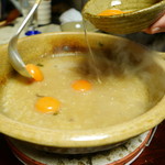 比良山荘 - 雑炊では黄身だけそのまま