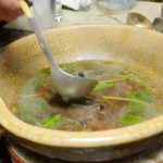 比良山荘 - 先程の出汁に味噌とキノコを入れて