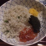 松川 - ご飯、じゃこ、いくら、生唐墨、海苔