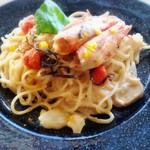 パスタスタジアム　よろこば食堂 - エビと明太子のクリームソース