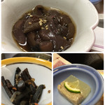 紫雲閣 - 料理長おまかせ和食膳…網茸のオイスター煮、蕨の旨煮、鮪の煮凝り