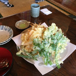 田舎うどん てつ - 野菜天もり大。800円。