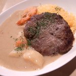 缶詰bar チャボ - 海老ホワイトカレー（ハンバーグトッピング）