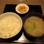 泥武士 - ７分つき米＆具だくさん味噌汁＆漬物
