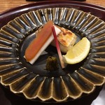 日本料理 とくを - 焼物・「グジ塩焼きと唐墨大根」