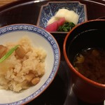 日本料理 とくを - 御飯・止椀・香物「大根と帆立のご飯」「赤出し」
