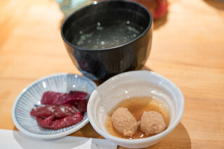 Torifuji - 2016.12 鶏たたき、柴漬け、鶏ガラスープ