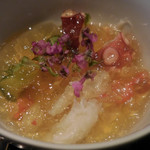 銀座 水野 - ズワイガニと明石のタコの土佐酢ゼリーがけ