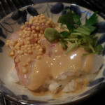 銀座 水野 - 胡麻だれの鯛茶漬け；アップ