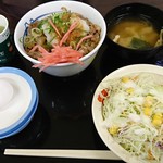 Matsuya - おろしポン酢牛めし野菜セット+みそ汁：590円+60円