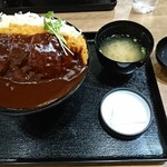 Kajiyaokayamaekimae - デミカツどん+大盛（蓋開け）：850円+100円