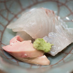 うを徳 - 2016.12 明石ヒラメお造り 肝とエンガワ付き