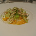 リストランテ カノフィーロ - 真ダコの温かいカルパッチョとフィノッキオ　黄トマトのケッカソース