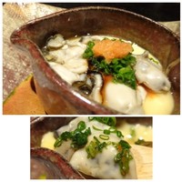 大どころ - ◆いろは島の牡蠣・茶碗蒸しで。
                いろは島の牡蠣は小粒ですけれど、旨みが凝縮され美味しい。
                茶碗蒸し自体もいいお味です。
