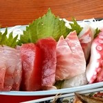 くろしお - くろしお＠石巻　日替わり定食の刺身盛合せ