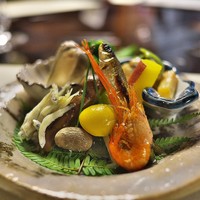 比良山荘 - ＜2016.12月＞まず八寸。もろこ、氷魚、松茸、さつま芋のレモン煮など。