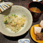 竹ざき - 9】ぶり大根ご飯　セリ 赤だし 漬物(2016.11月)