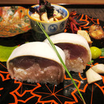 竹ざき - 5】鯖寿司 子持ち鮎 タラの白子 銀杏](2016.11月)