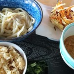 Utsu Wa - かき揚げ卵つけ麺＋かやくご飯♪