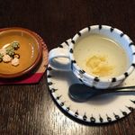 ﾛﾋﾞｰで出された柚子茶と金平糖