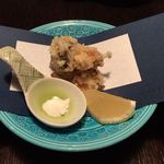 草菴 - 本しめじのおかき揚げ、小芋の餅粉揚げ
