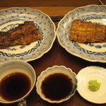 くずし懐石 縁 - 両方ならべてこんな感じで食べ比べ。　