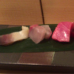 鮨 大照 - お造り (ホッキ貝 縞鯵 中とろ)