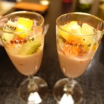 びわこ緑水亭 - デザート　苺プリン（シャンパンジュレ掛け）お腹いっぱいで食べられないので、お部屋に持ってきてもらいました❤