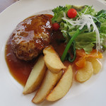 アランチャ - 照り焼きソースのハンバーグ・紀美野町の赤土ジャガイモのフライドポテト