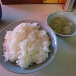 いわ井 - ナスの辛し炒め定食＿スープとご飯