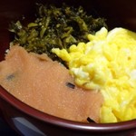 Hishimura - ◆明太丼・・ご飯は半量にして頂きました。
                        明太子はマイルドなテイストで美味しい。