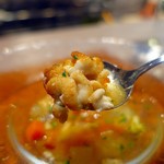 エノテカ パージナ - はしり真鱈の白子ソテーを添えたミネストローネスープ