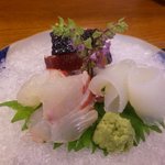 くいしん坊 - お造り　鯛・イカ・カツオ