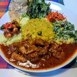 シナモンガーデン - チキンカレーワンプレート ８５０円(税込)＋大盛５０円。こちらは日本米で。