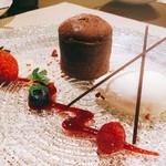 restaurant hache - フォンダンショコラとココナッツソルべ