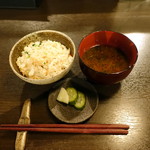 料理屋 壱 - ズワイガニの土釜飯、赤だし、糠漬け