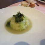 レストラン ペリニィヨン - 20161218　エゾアワビとホタテのキャベツ包み　～あさりソース～　△