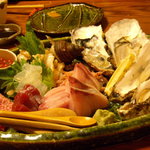 千寿庵 - 刺身のお任せと生牡蠣