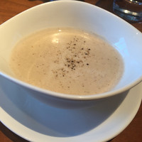 ハルヤマシタ 東京本店 - クリスマスランチのスープは干し椎茸と米のポタージュ