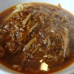 麺飯家龍門 - ピリ辛牛肉とごぼうのまぜそば。あっぷ。