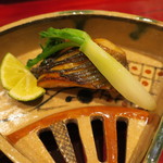 銀座 しのはら - 熊本県 八代の真魚鰹の幽庵焼き 青味大根と2
