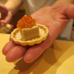 銀座 しのはら - フォアグラと干し柿の最中2