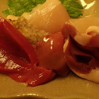 焼鳥YAMATO - お刺身
                胸肉、もも肉、ささみ、こころ、肝、砂ズリ？