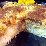 とんかつ七兵衛 - 撮影タイミングが悪く、肉厚が分かりにくいが、この肉とご飯のバランスが良い。