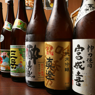 A rich lineup of sake and shochu