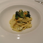 リストランテ カノフィーロ - 手長海老と寒締めホウレン草、フレッシュトマトのソース　タリアテッレ